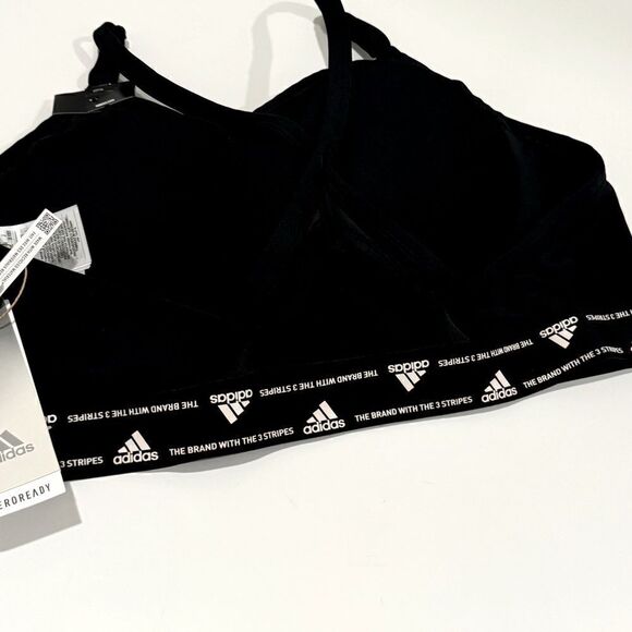 Adidas Womens Light Support 3 Stripe Sports Bra Size  Color Black/ White, bra - Picture 10 of 12